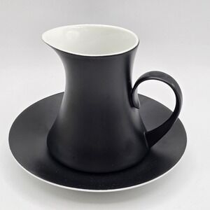 BLOCK Blanco Espana BIDASOA Spain Black 2 Pc Set Creamer & Saucer